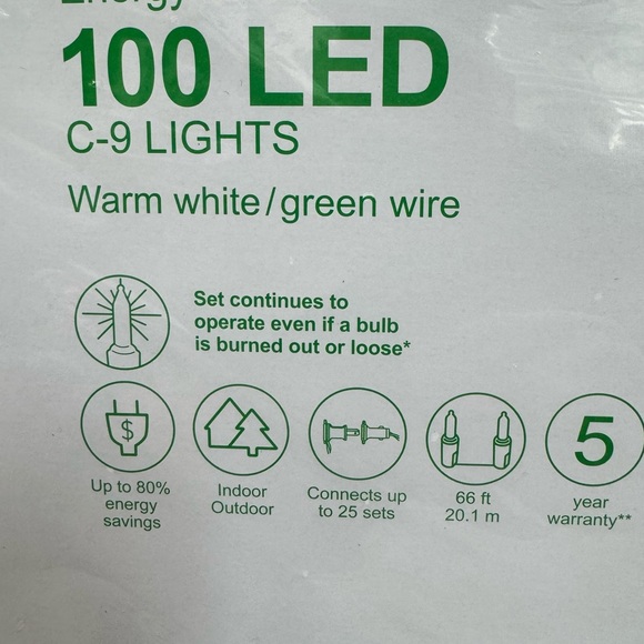 GE Energy Smart 100 LED Lights C9 LED Warm White Christmas Wedding party 66 feet - Picture 2 of 10